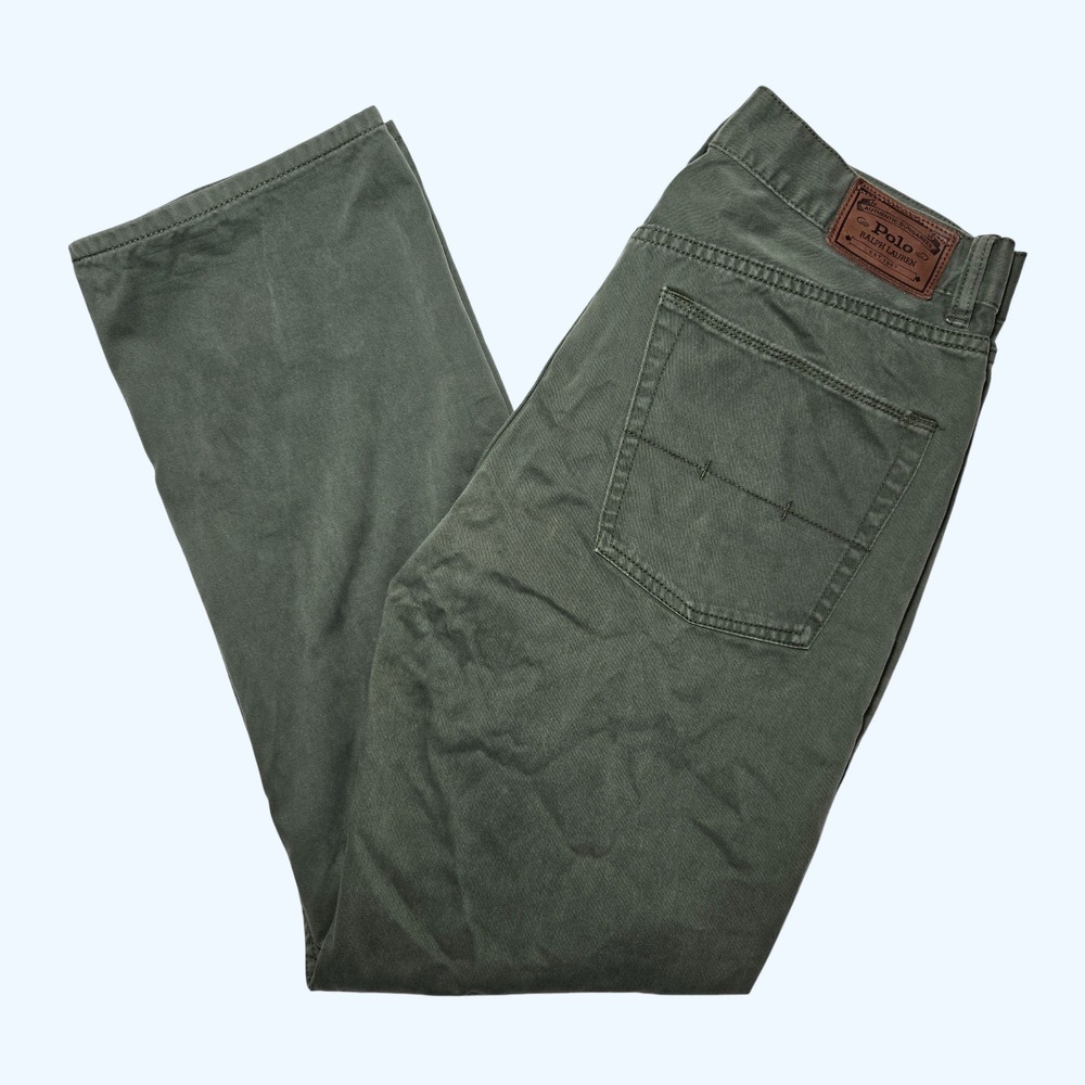 Polo Ralph Lauren Olive Twill Straight Leg Pants Mens 33x30 (Fits 31" Inseam)